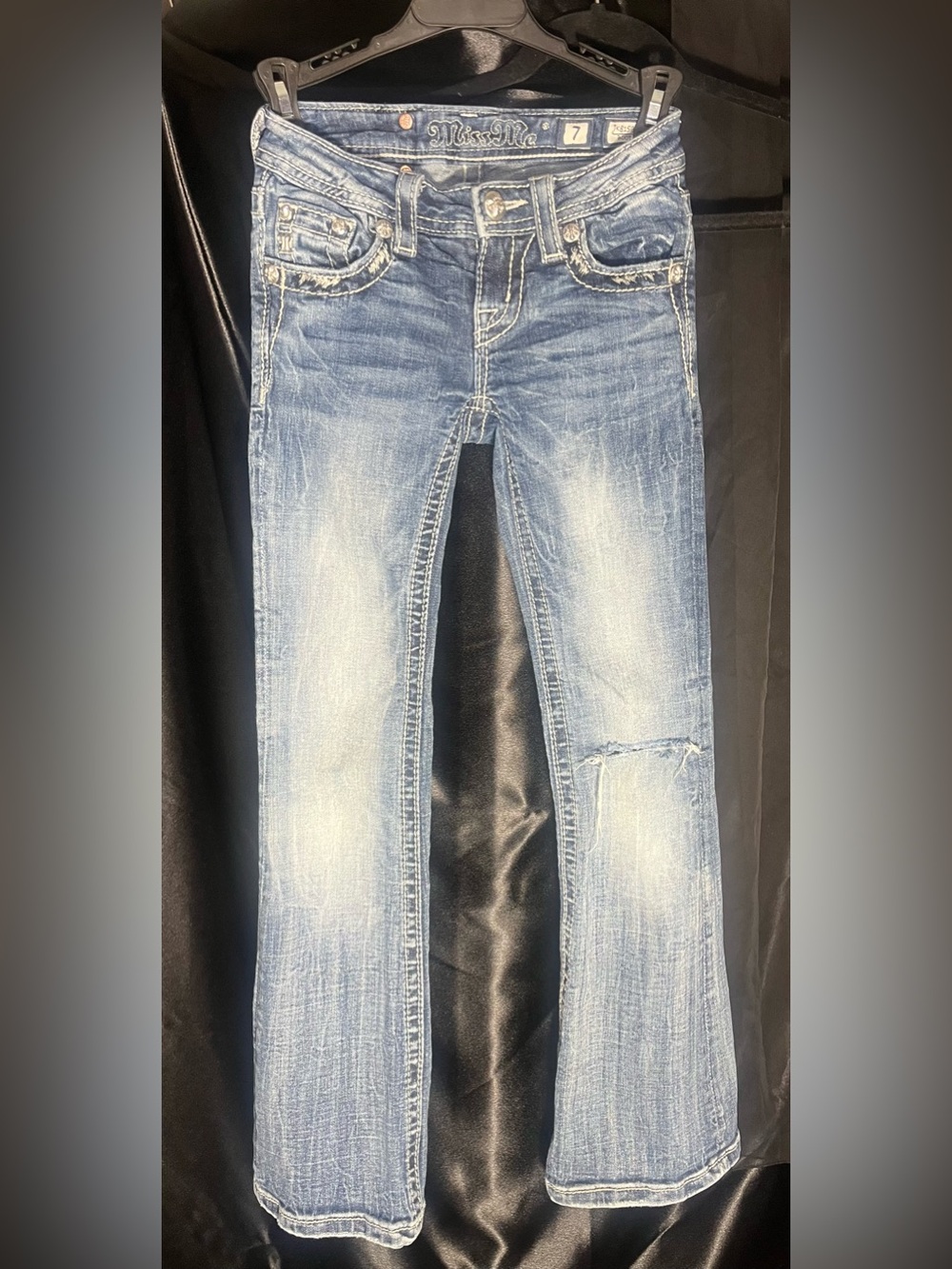 Miss Me Girls Sz 7 Distressed Boot Cut Jeans